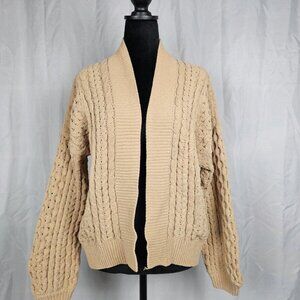 Abercrombie & Fitch Texture Knit Cardigan Sweater Women's S (Tan)